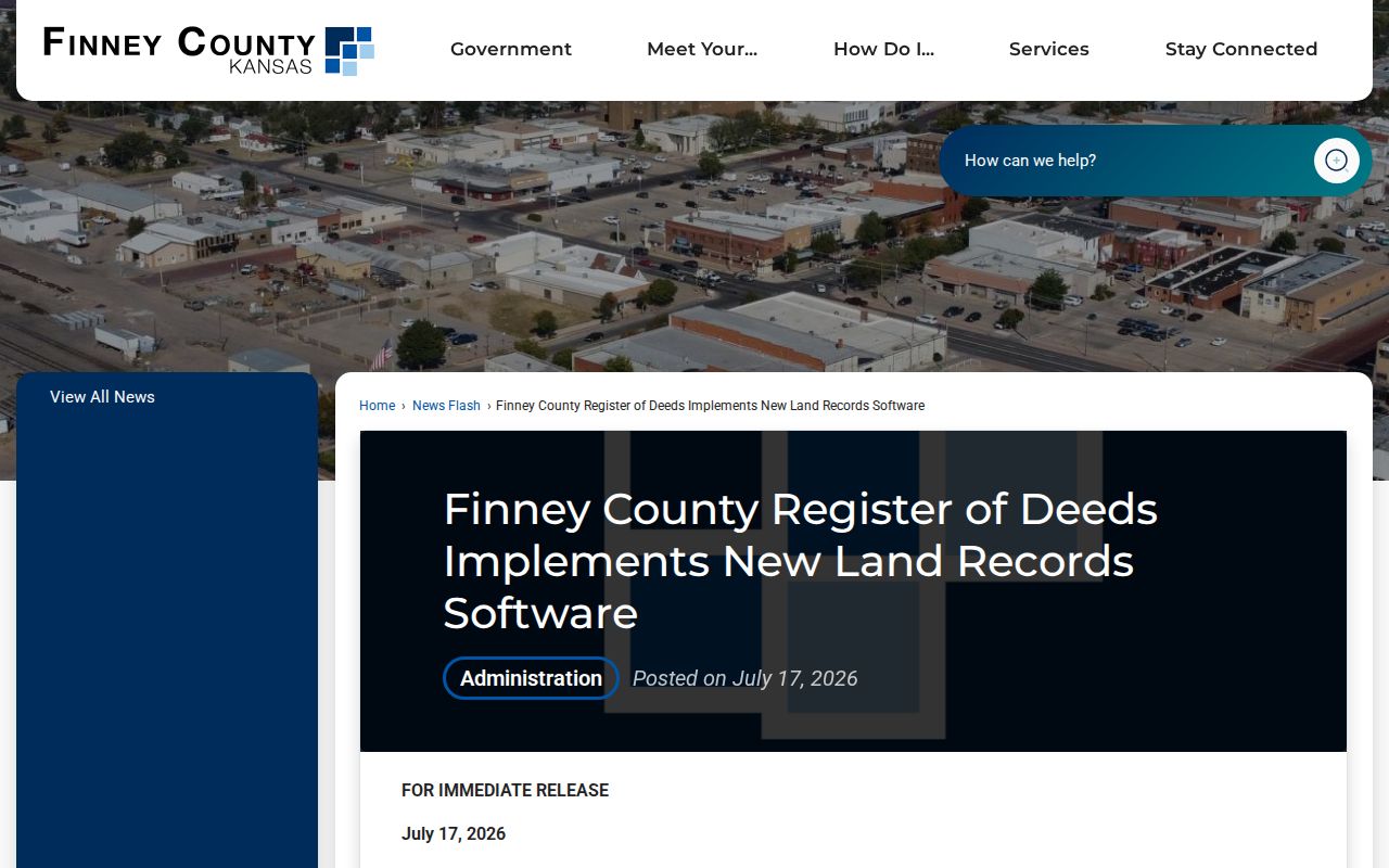 Garden City neighbors Finney County land records transition notice