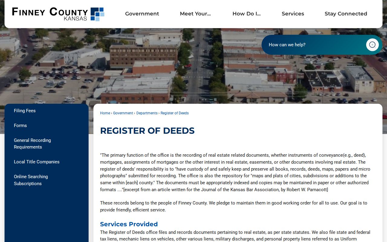 Garden City previous residents Finney County deed office