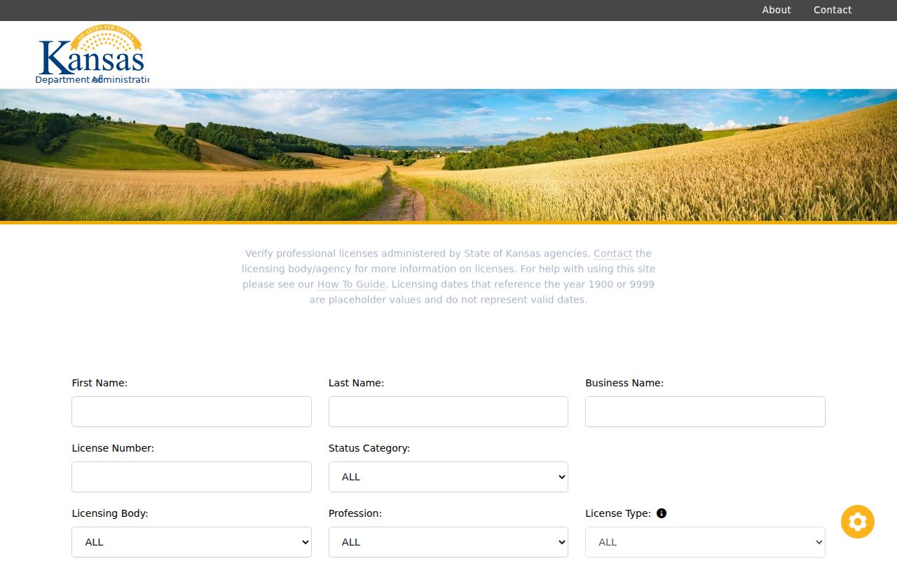 Garden City resident lookup Kansas professional license fields